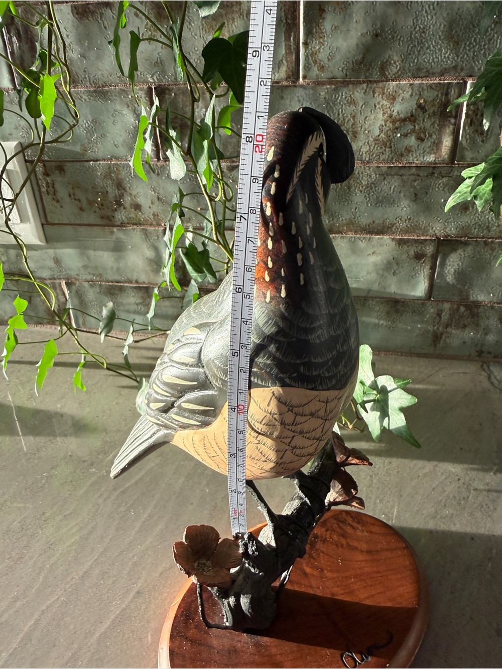 Vintage Chris Olson Hand Carved Wood California Quail Sculpture Signed Wildlife - Picture 13 of 13